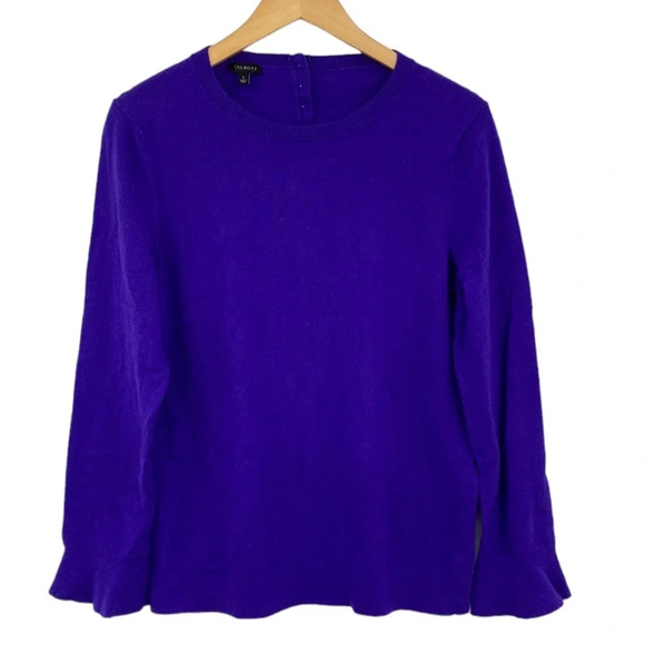 Talbots Pullover‎ Sweater Women Size Large Purple Lambswool Long Sleeve Knit - Picture 1 of 11